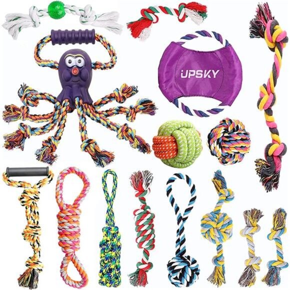 Dog Rope Toys 15 Pack Dog Toys,Puppy Grinding Teething Chew Toys,Tug of War Toys - Picture 1 of 6